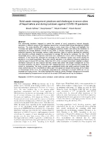 Solid Waste Management Practices and Challenges in Seven Cities of Nepal Before and During Lockdown Against COVID-19 Pandemic