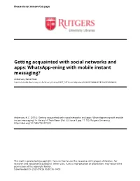 Whatsapp-Ening with Mobile Instant Messaging?