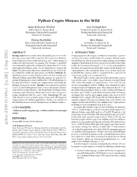 Python Crypto Misuses in the Wild