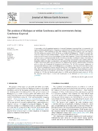 The Position of Madagascar Within Gondwana and Its Movements During Gondwana Dispersal ⇑ Colin Reeves