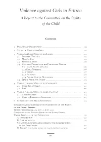 Violence Against Girls in Eritrea a Report to the Committee on the Rights of the Child