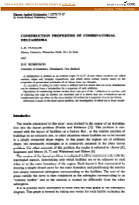 CONSTRUCTION PROPERTIES of Combilwatorwl DELTAHEDRA