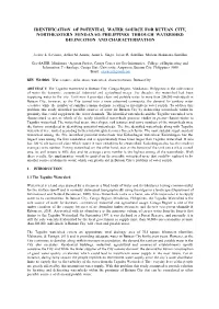 Identification of Potential Water Source for Butuan City, Northeastern Mindanao, Philippines Through Watershed Delineation and Characterization
