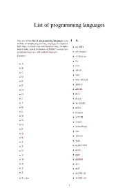 List of Programming Languages