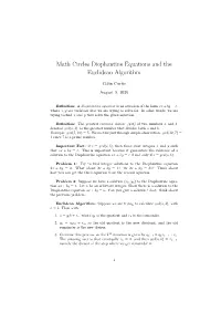 Math Circles Diophantine Equations and the Euclidean Algorithm