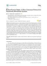 Robust Proof of Stake: a New Consensus Protocol for Sustainable Blockchain Systems