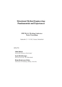 Situational Method Engineering: Fundamentals and Experiences