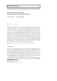 Taxonomic Data Integration from Multilingual Wikipedia Editions
