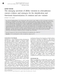 The Emerging Spectrum of Allelic Variation in Schizophrenia