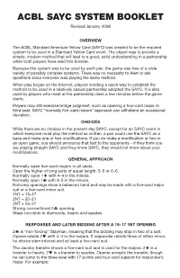 ACBL SAYC SYSTEM BOOKLET Revised January 2006