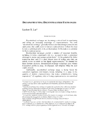 Decentralized Exchanges