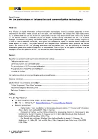 On the Ambivalence of Information and Communication Technologies