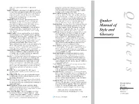 Quaker Manual of Style and Glossary