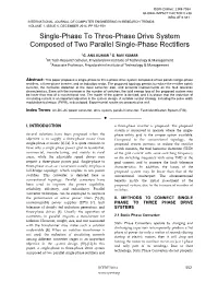 Single-Phase to Three-Phase Drive System Composed of Two Parallel Single-Phase Rectifiers