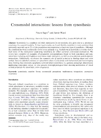 Crossmodal Interactions: Lessons from Synesthesia