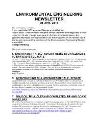 Environmental Engineering Newsletter 28 Apr