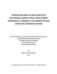 Introducing New Technologies for Sustainable Agricultural Development in Mongolia: Towards a Collaborative and Effective Extension System