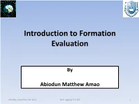 Introduction to Formation Evaluation