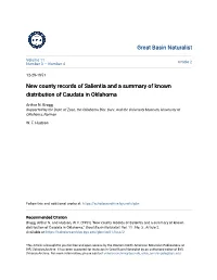 New County Records of Salientia and a Summary of Known Distribution of Caudata in Oklahoma