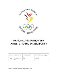 NF and Athlete Tiering System Policy