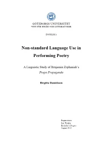 Non-Standard Language Use in Performing Poetry