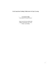 Social Annotation Enabling Collaboration for Open Learning