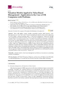 Valuation Models Applied to Value-Based Management—Application to the Case of UK Companies with Problems