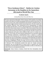 'Visca Catalunya Lliure!' – Battles for Catalan Autonomy in the Ramblas