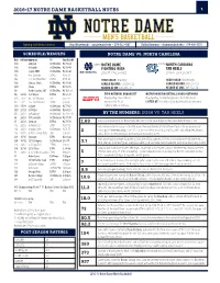2016-17 Notre Dame Basketball Notes 1