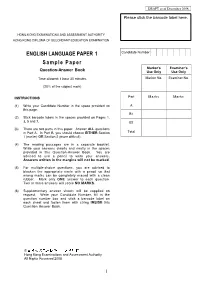ENGLISH LANGUAGE PAPER 1 Candidate Number