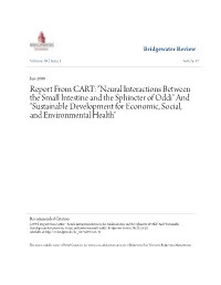 "Neural Interactions Between the Small Intestine and the Sphincter of Oddi" and "Sustainable Development for Economic, Social, and Environmental Health"