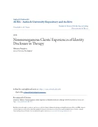 Nonmonogamous Clients' Experiences of Identity Disclosure