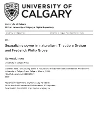 Sexualizing Power in Naturalism: Theodore Dreiser and Frederick Philip Grove