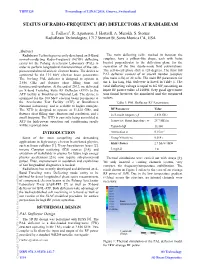 Status of Radio-Frequency (Rf) Deflectors at Radiabeam