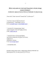 Which Early Works Are Cited Most Frequently in Climate Change Research Literature? a Bibliometric Approach Based on Reference Publication Year Spectroscopy