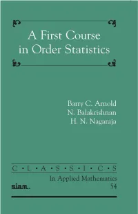 A First Course in Order Statistics