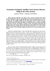 Formation of Regular Satellites from Ancient Massive Rings in the Solar System