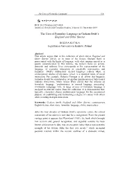 The Uses of Formulaic Language in Graham Swift's England and Other
