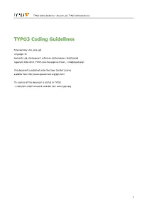 TYPO3 Coding Guidelines - Doc Core Cgl TYPO3 Coding Guidelines