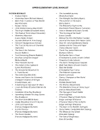 Upper Elementary Level Booklist