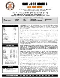 2019 Game Notes