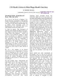JB Reade's Letters to Jabez Hogg