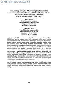 Risk Arbitrage Strategies