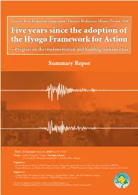 The Hyogo Framework for Action - Progress on the Implementation and Building Resilient Cities
