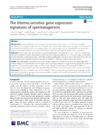 The Thermo-Sensitive Gene Expression Signatures of Spermatogenesis Santosh K