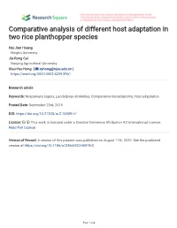 Comparative Analysis of Different Host Adaptation in Two Rice Planthopper Species