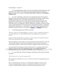 Date Published: 11 Mar 2014 Dr Vivian Balaskrishnan, Minister for the Environment and Water Resources, Had Announced in His Comm
