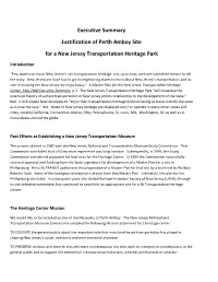 Executive Summary Justification of Perth Amboy Site for a New Jersey