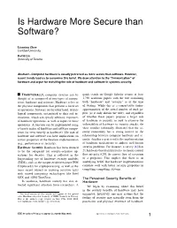 Is Hardware More Secure Than Software?