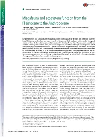 Megafauna and Ecosystem Function from the Pleistocene to the Anthropocene Yadvinder Malhia,1, Christopher E